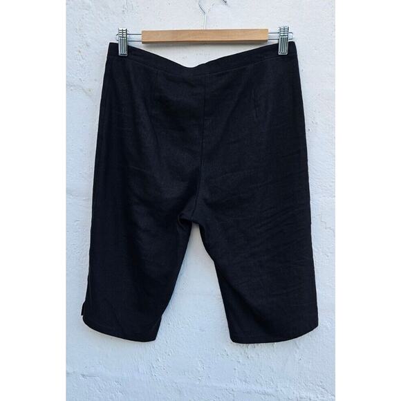 Vintage Max Studio Shorts Womens Size 8 Black Linen Spandex Knee Length Bermudas - Picture 7 of 12